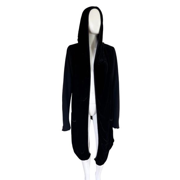 JOHNNY WAS PETE & GRETA BLACK VELVET HOODED CARDIGAN DUSTER - Picture 2 of 8